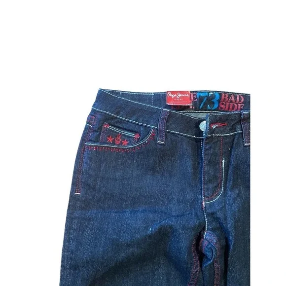 Pepe Straight Leg Jeans Women 30 Black Denim Mid-Rise 5-Pockets Dark Wash Cotton - Picture 7 of 8